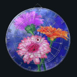 Gorgeous Three Colour Gerberas - Migned Art Drawin Dartboard<br><div class="desc">Gorgeous Three Colour Gerberas</div>