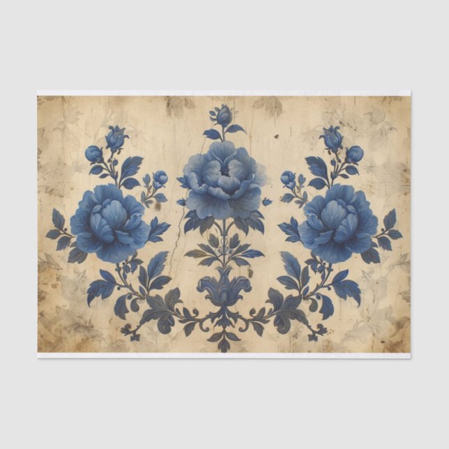 Gorgeous Toile de Jouy on aged  Tissue Paper (Front)