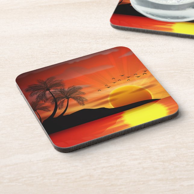 Gorgeous Tropical Island Sunset Coaster (Left Side)