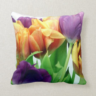 Gorgeous Tulips Bouquet Throw Pillow