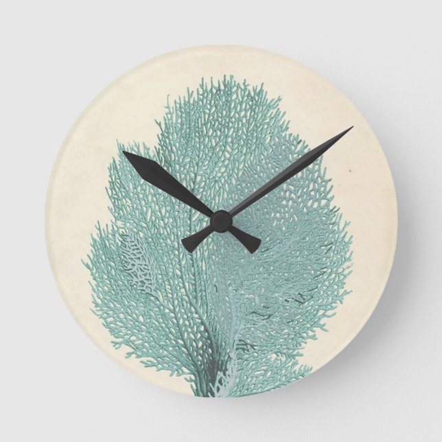 Gorgeous Turquoise/Aqua Coral Round Clock (Front)