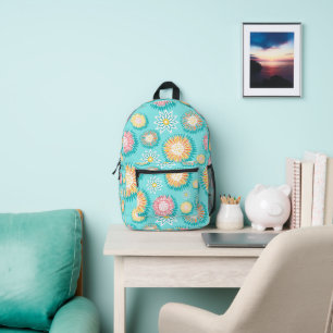Gorgeous turquoise backpack, one of a kind printed backpack