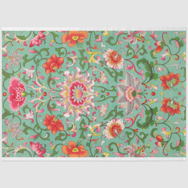 Gorgeous turquoise floral decoupage paper (Front)