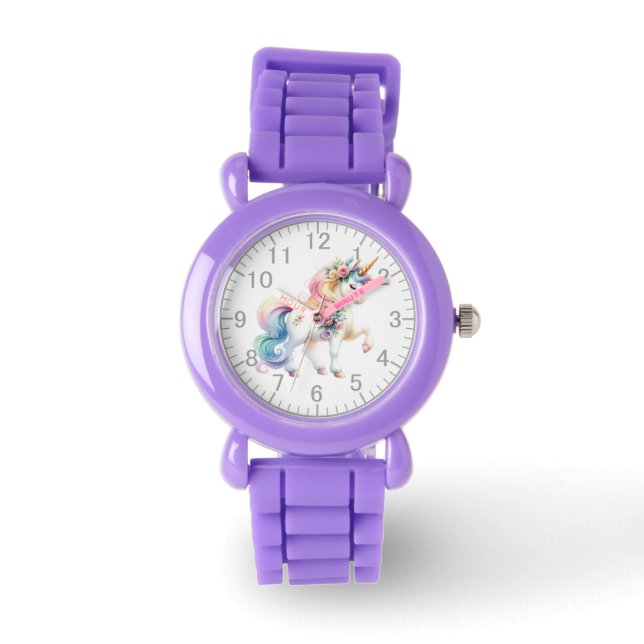 Gorgeous Unicorn & Flowers Watch (Front)