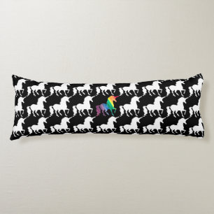 Gorgeous Unicorn Rainbow Black & White Pattern Body Pillow