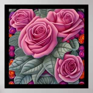 Gorgeous Victorian Pastel Pink Rose Print