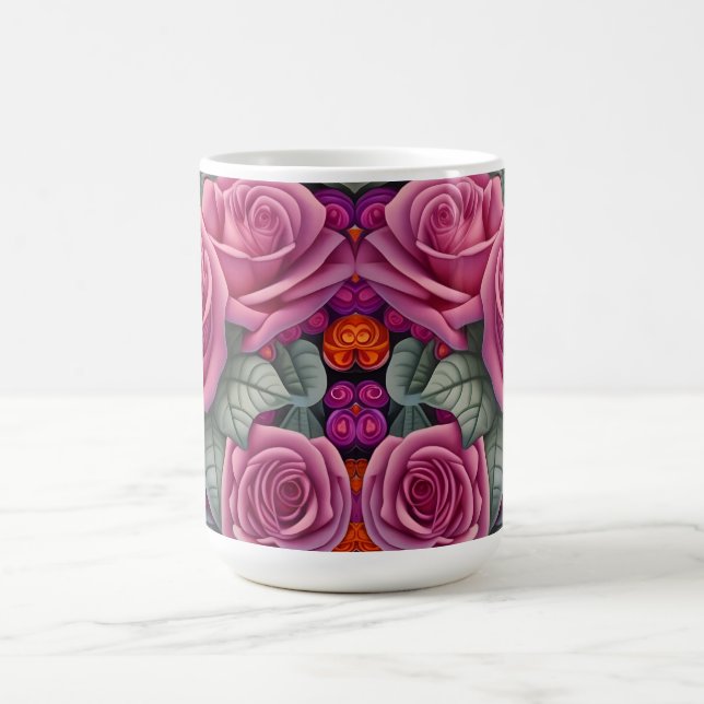 Gorgeous Victorian Pastel Pink Rose Print Coffee Mug (Center)
