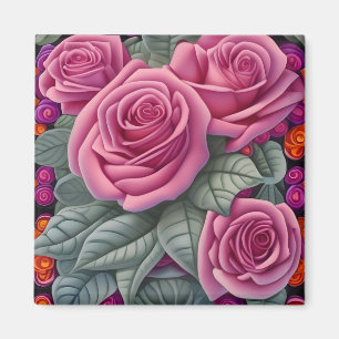 Gorgeous Victorian Pastel Pink Rose Print Magnet