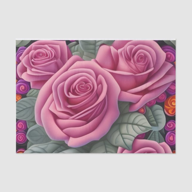 Gorgeous Victorian Pastel Pink Rose Print Tissue Paper (Front)