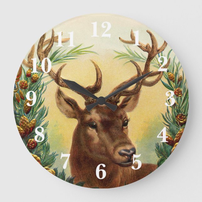 Gorgeous Vintage Country Deer Large Clock (Front)