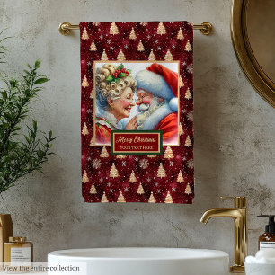 Gorgeous Vintage Mr. and Mrs. Claus Bath Towel Set