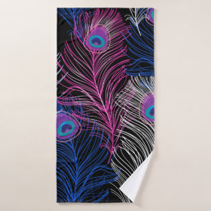 Gorgeous Vintage pattern of peacock feathers on a  Bath Towel