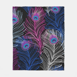 Gorgeous Vintage pattern of peacock feathers on a Fleece Blanket