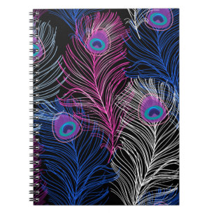Gorgeous Vintage pattern of peacock feathers on a  Notebook