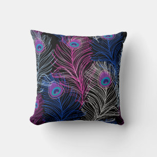 Gorgeous Vintage pattern of peacock feathers on a  Throw Pillow