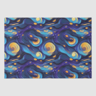Gorgeous Watercolor Blue Starry Night Painted Tissue Paper