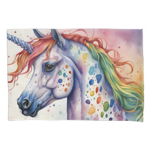 Gorgeous Watercolor Colorful Appaloosa Unicorn Pillowcase