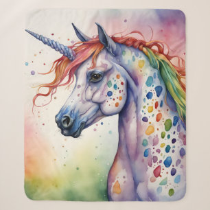 Gorgeous Watercolor Colourful Appaloosa Unicorn Sherpa Blanket