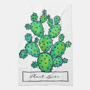 Gorgeous Watercolor Prickly Cactus Kitchen Towel