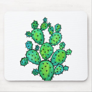 Gorgeous Watercolor Prickly Cactus Mouse Pad