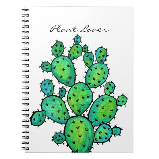 Gorgeous Watercolor Prickly Cactus Notebook (Front)