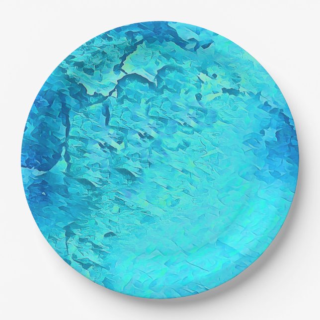 Gorgeous Watercolor Tropical Ocean Theme Design  Paper Plate (Front)