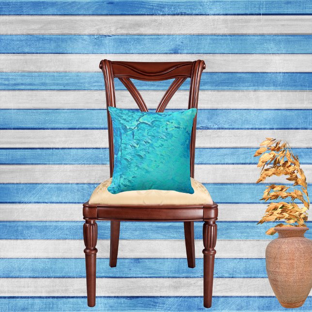 Gorgeous Watercolor Tropical Ocean Theme Design Throw Pillow (Creator Uploaded)