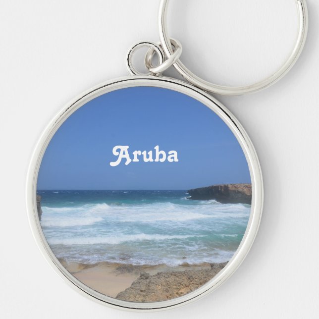 Gorgeous Waves Crashing in Aruba Keychain (Front)