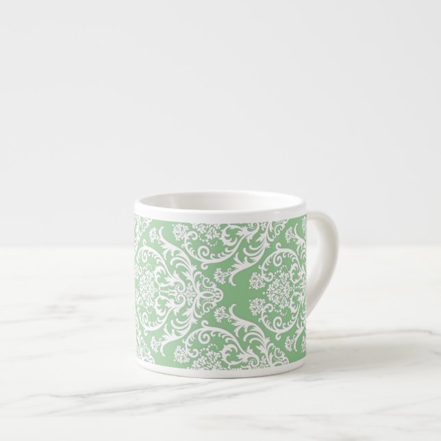 Gorgeous White Damask Pattern Espresso Cup (Front Right)
