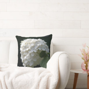 Gorgeous White Hydrangea Floral Throw Pillow
