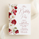 Gorgeous White & Red Floral Birthday Party Invitation<br><div class="desc">Gorgeous White & Red Floral Birthday Party Invitation
See matching collection in Niche and Nest Store</div>