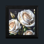 Gorgeous white roses with golden details gift box<br><div class="desc">For romantics,  rose lovers,  wedding couples,  wedding anniversary celebrations,  for birthdays or other occasions. And of course "just like that"! The gorgeous roses were created using artificial intelligence based on one of my photographs. Wonderful gift idea!</div>