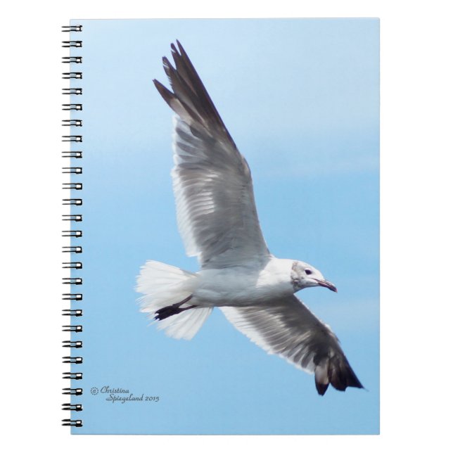 Gorgeous White Seagull Flying Notebook (Front)