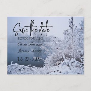 Gorgeous Winter Lake Scene Save the Date Postcard
