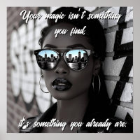 Gorgeous Woman in City with Sunglasses and Quote