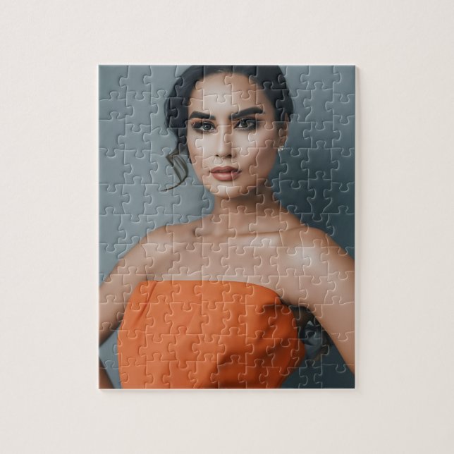 Gorgeous Woman in Orange Jigsaw Puzzle (Vertical)
