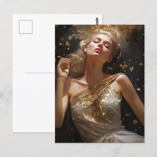  Gorgeous Woman with Golden Glitter Background  Postcard