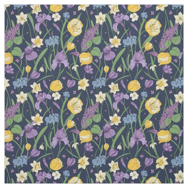 Gorgeous Yellow and Purple Floral Fabric (Swatch)