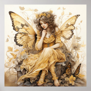Gorgeous Yellow Fantasy Fairy  Poster