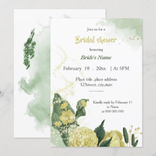 gorgeous yellow flowers greenery  bridal shower invitation