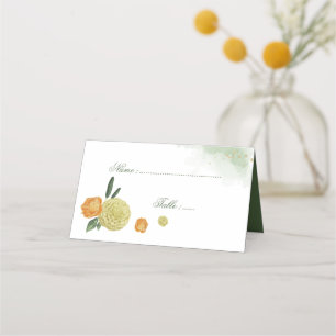 gorgeous yellow orange flowers greenery place card