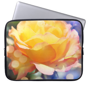 Gorgeous yellow rose flower in fancy bubbling laptop sleeve