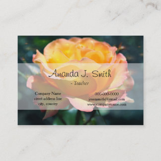 Gorgeous yellow rose flower in green background. business card