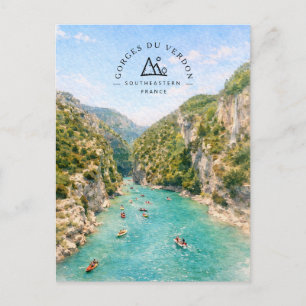 Gorges Du Verdon   Southeastern France Watercolor Holiday Postcard