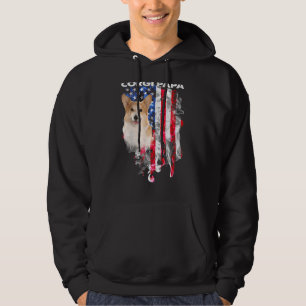 Gorgi Dog Papa Usa Flag Happy Father's Day 4th Of Hoodie