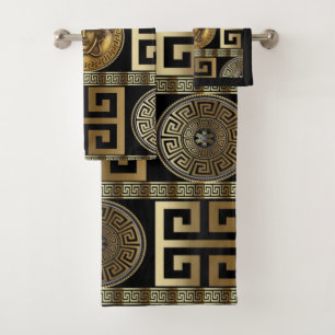 Gorgon d'or "Medusa" avec clé grecque géométrique