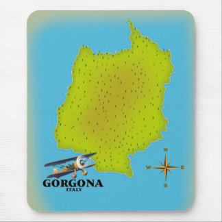 Gorgona Italy map travel poster. Mouse Pad