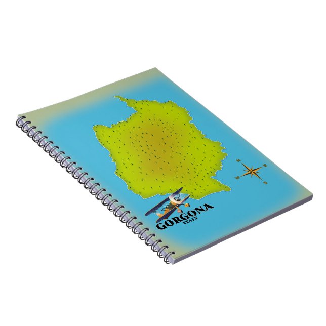 Gorgona Italy map travel poster. Notebook (Right Side)