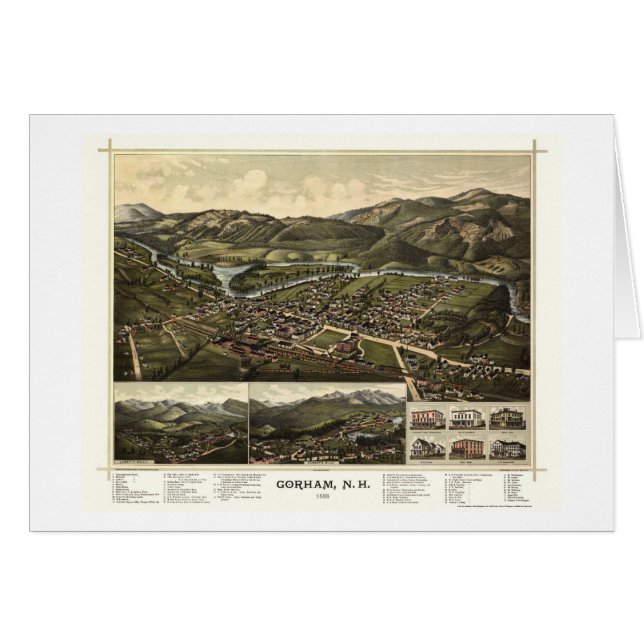 Gorham, carte panoramique de NH - 1888 (Devant horizontal)