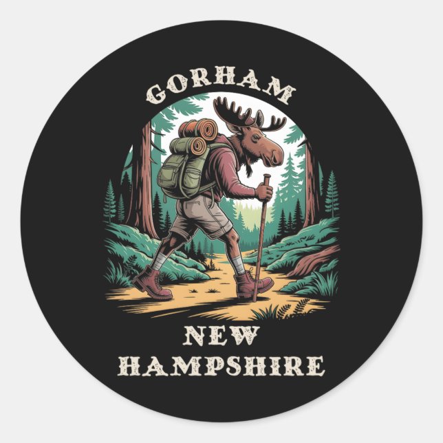 Gorham New Hampshire Nh Mountains Hiking Trail Moo Classic Round Sticker (Front)